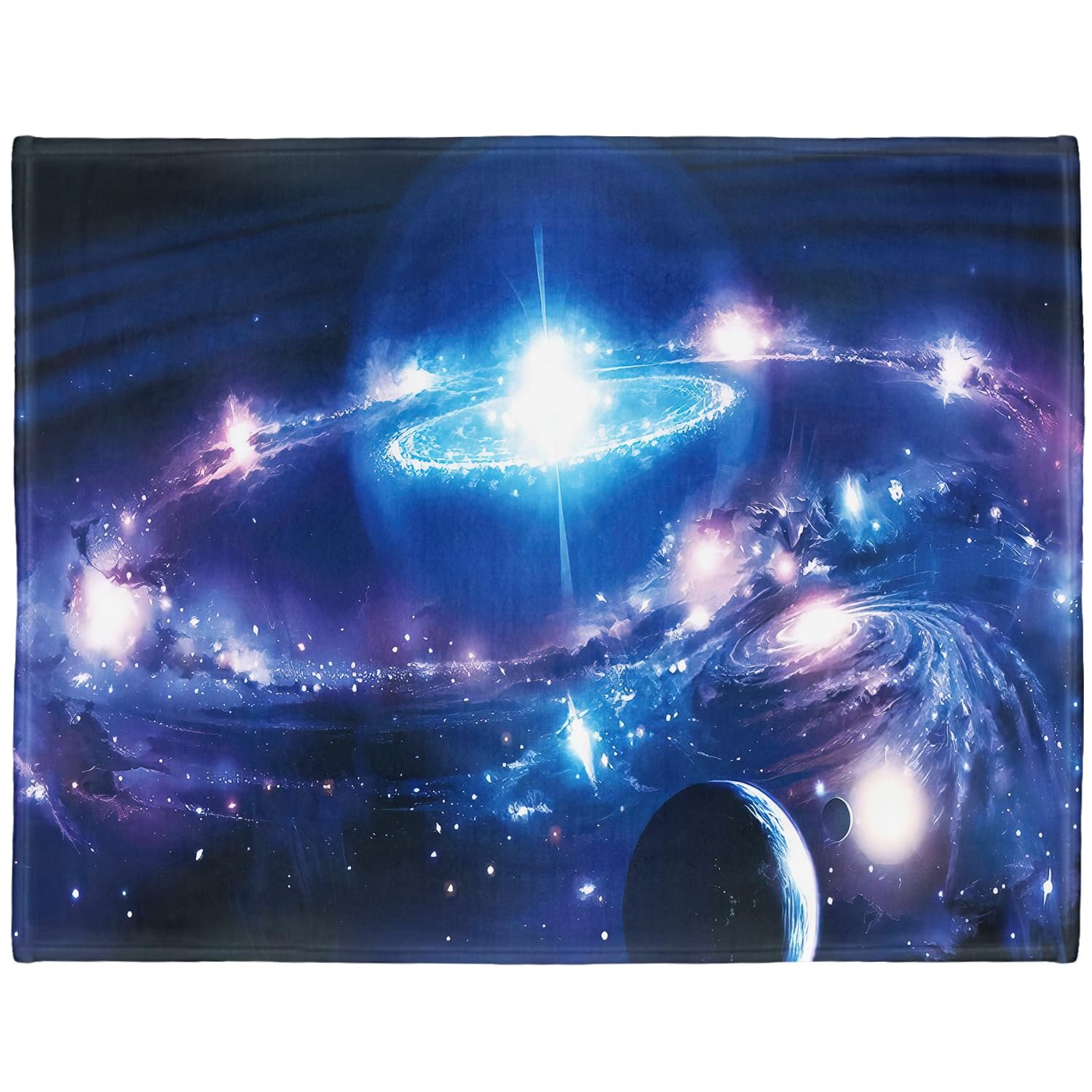 Одеяло YISUMEI Фланель Мягкое Флисовое Одеяло Космос Планеты Луны Галактики, 150 x 200 см, фото №1