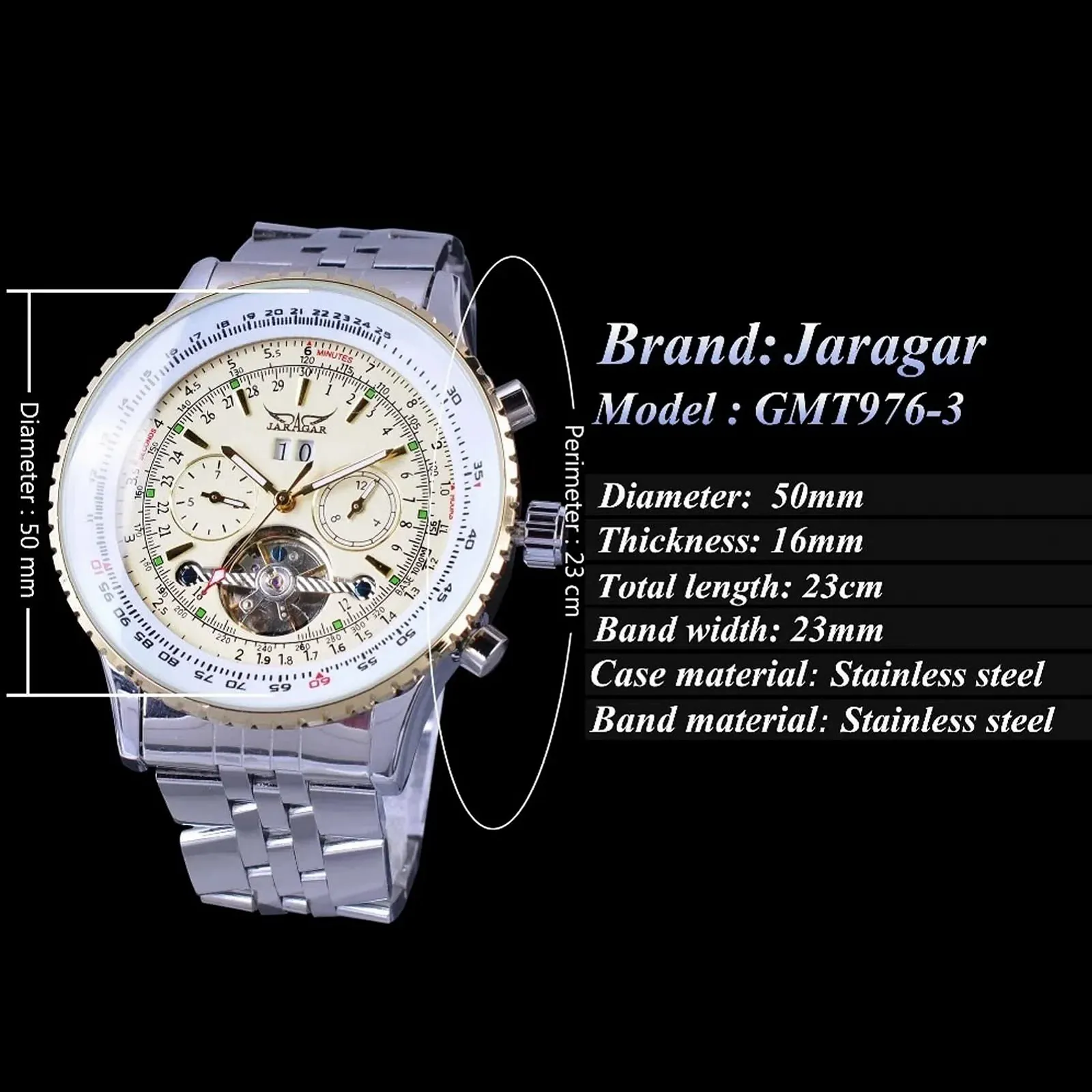 Механические часы с автоподзаводом FORSINING Мужской, Скелетон, Турбийон, Календарь, Дата, Золотой Браслет, фото №3 Механические часы с автоподзаводом FORSINING Мужской, Скелетон, Турбийон, Календарь, Дата, Золотой Браслет, фото №3