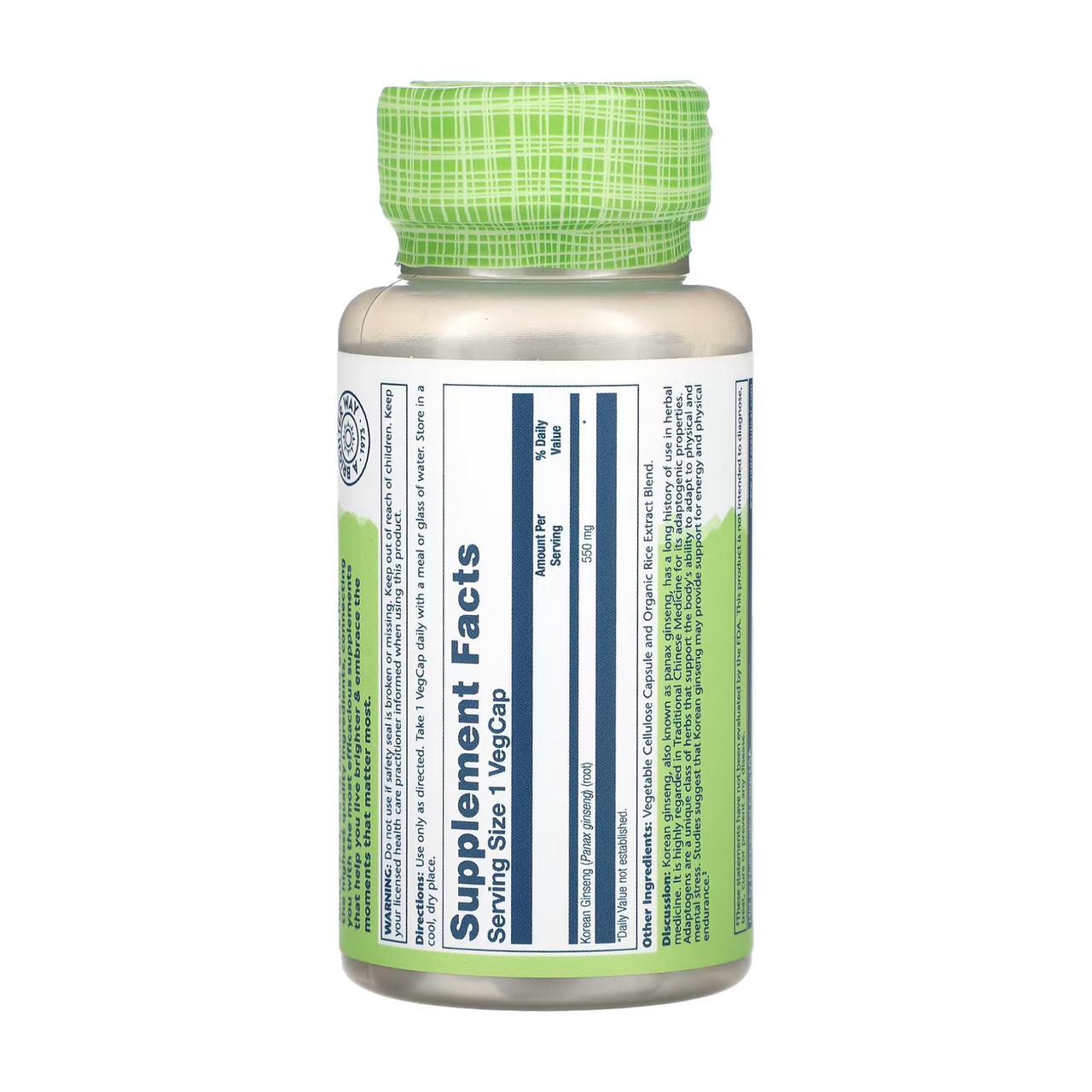 Korean Ginseng Root 550mg 50 vcaps, фото №2