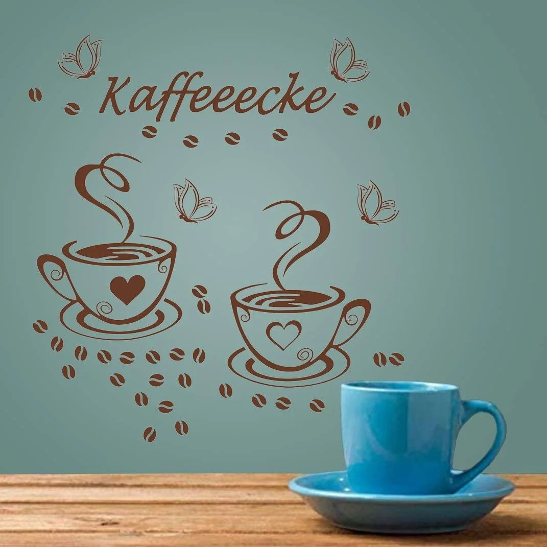 Наклейка на стіну WandSticker4U Coffee Cup Beans Cappuccino Kitchen Office Dining Room Cafe Bar Bakery Furniture Window Adhesive Film, фото №7