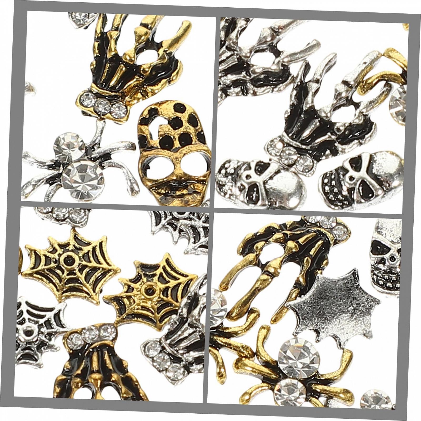 Металлические аксессуары для ногтей на Хэллоуин Паук Наклейки для ногтей Украшения для ногтей Подвески для ногтей для женских ногтей Драгоценные камни для ногтей, 32 шт, фото №4