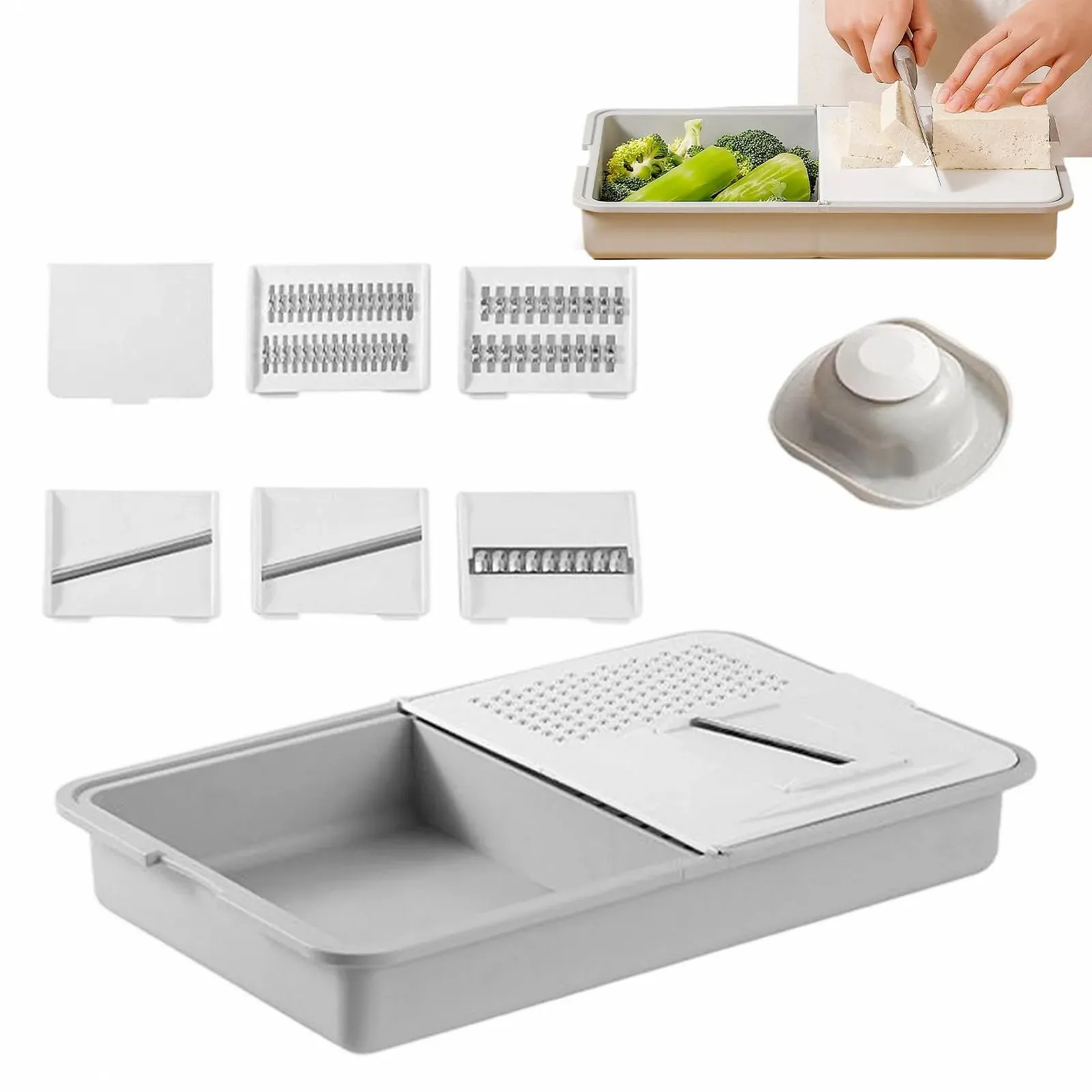 Терка кухонна, подрібнювач картоплі та овочечистка, багатофункціональна з піддоном, фото №9