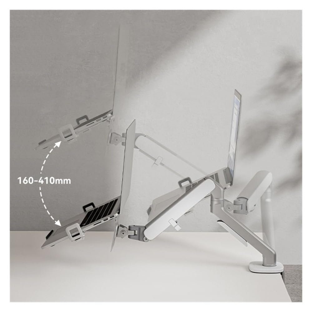 Настольный держатель для ноутбука, регулируемый, с полкой и зажимом/втулкой, фото №3