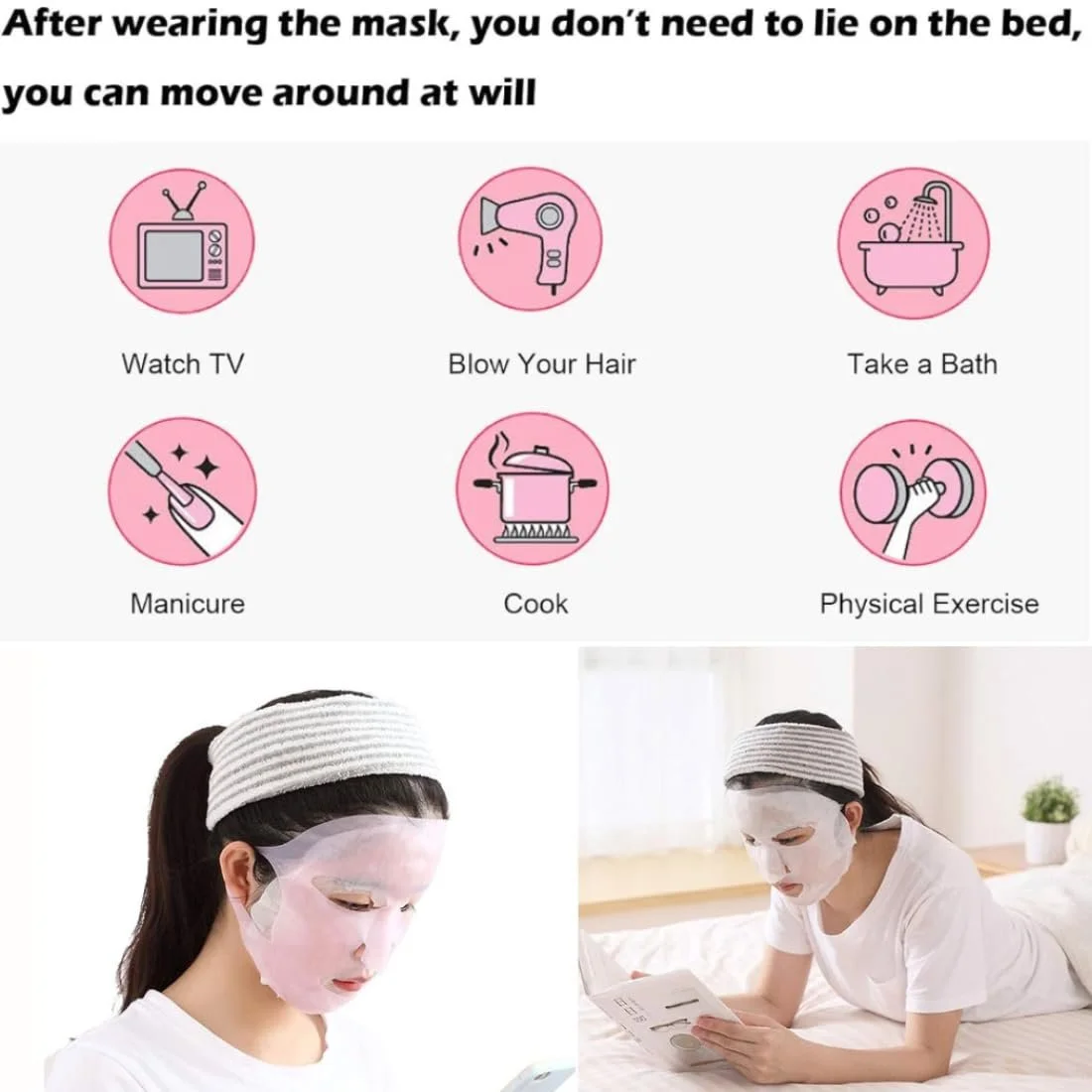 Маска для обличчя багаторазова силіконова QEDBOJE Водонепроникна для зволоження обличчя, 3 шт, фото №3