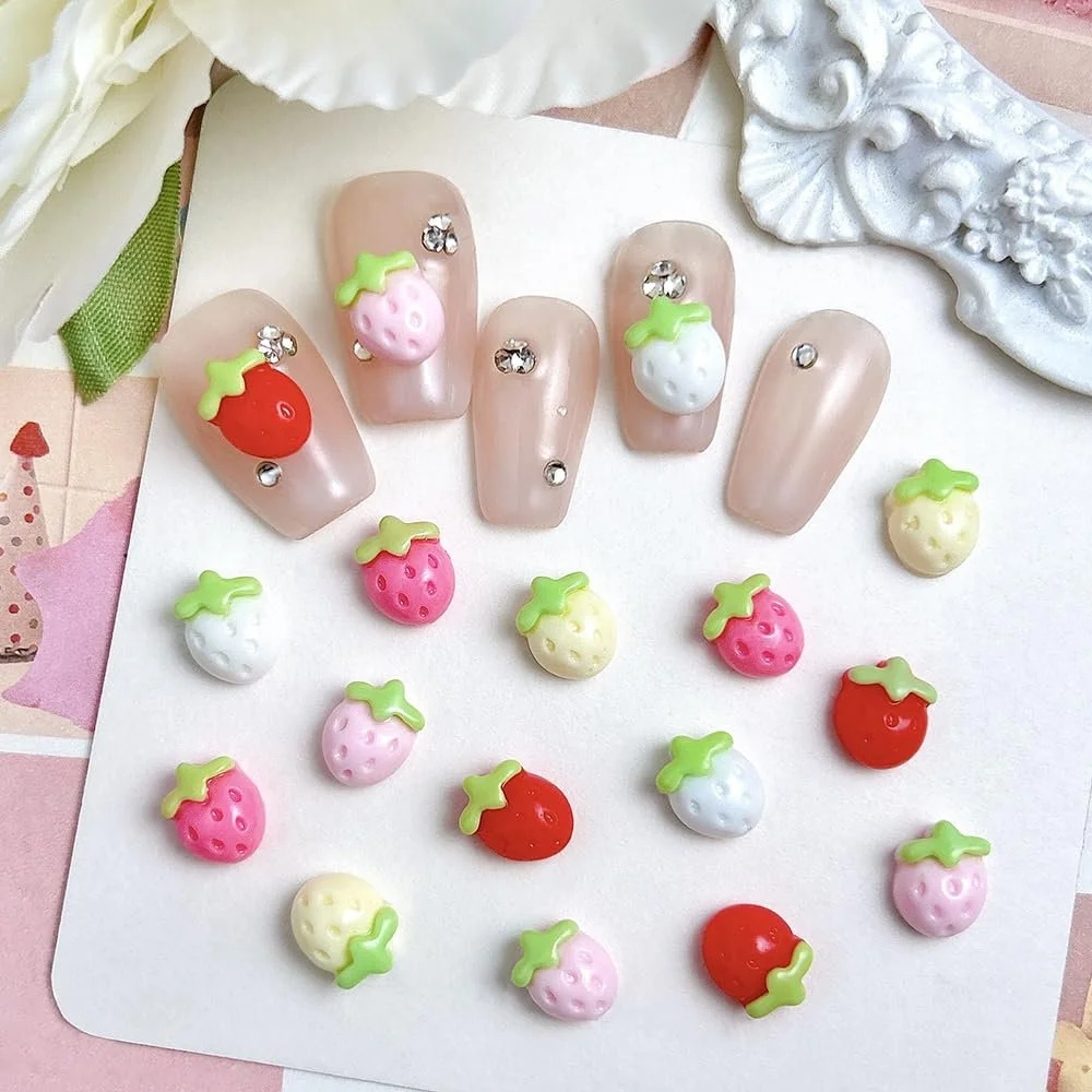 Полуниця Прикраса для нігтів Вишня 3D Полуниця Прикраса для нігтів Вишня Аксесуари для нігтів Різнокольорові фрукти Літні фруктові прикраси, фото №5