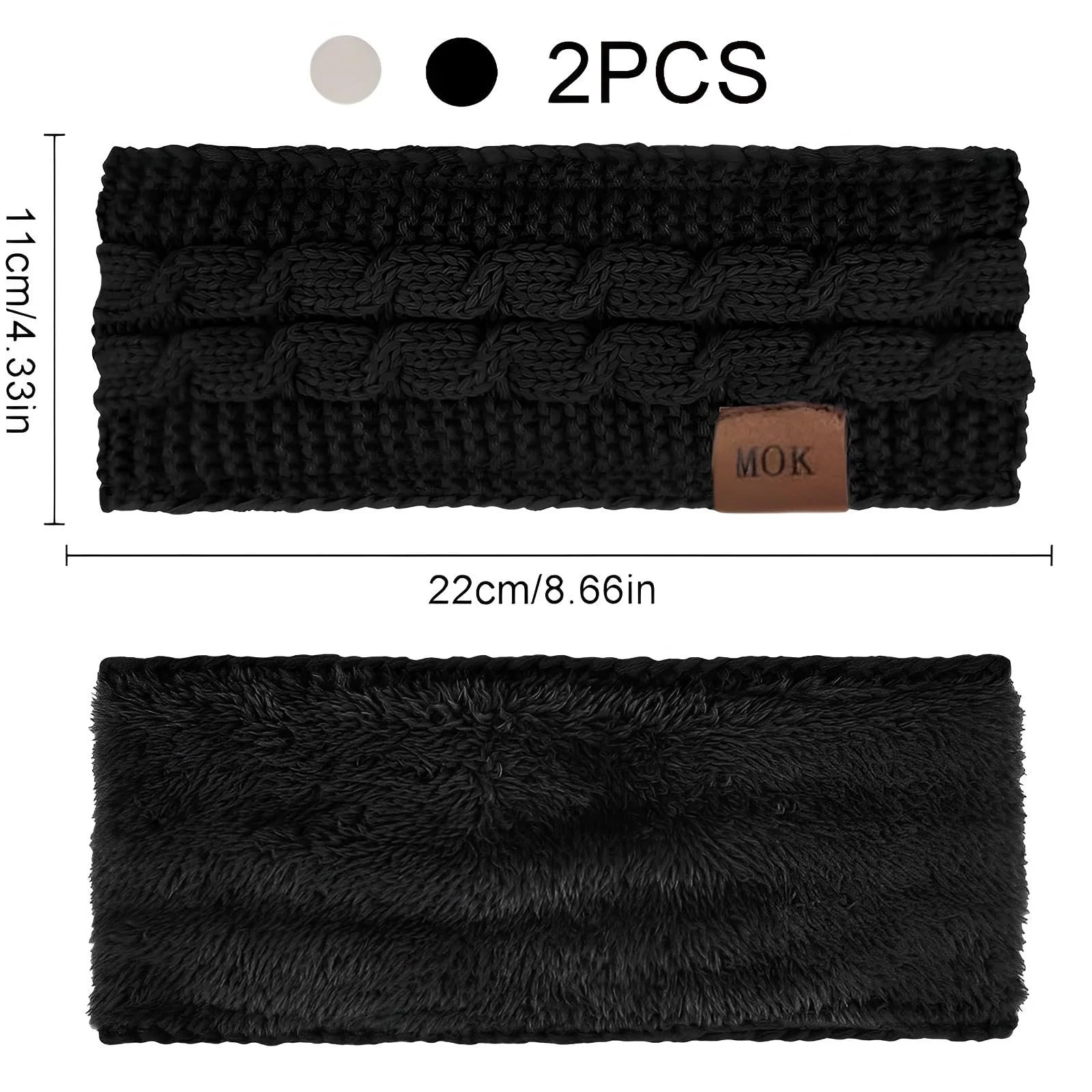 В'язана Пов'язка на Голову Жіноча Зимова Чорний + Бежевий, фото №2