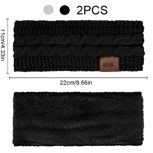 В'язана Пов'язка на Голову Жіноча Зимова Чорний + Бежевий ціна на synthetic.ua - Фото 1 В'язана Пов'язка на Голову Жіноча Зимова Чорний + Бежевий synthetic.ua - Фото 1