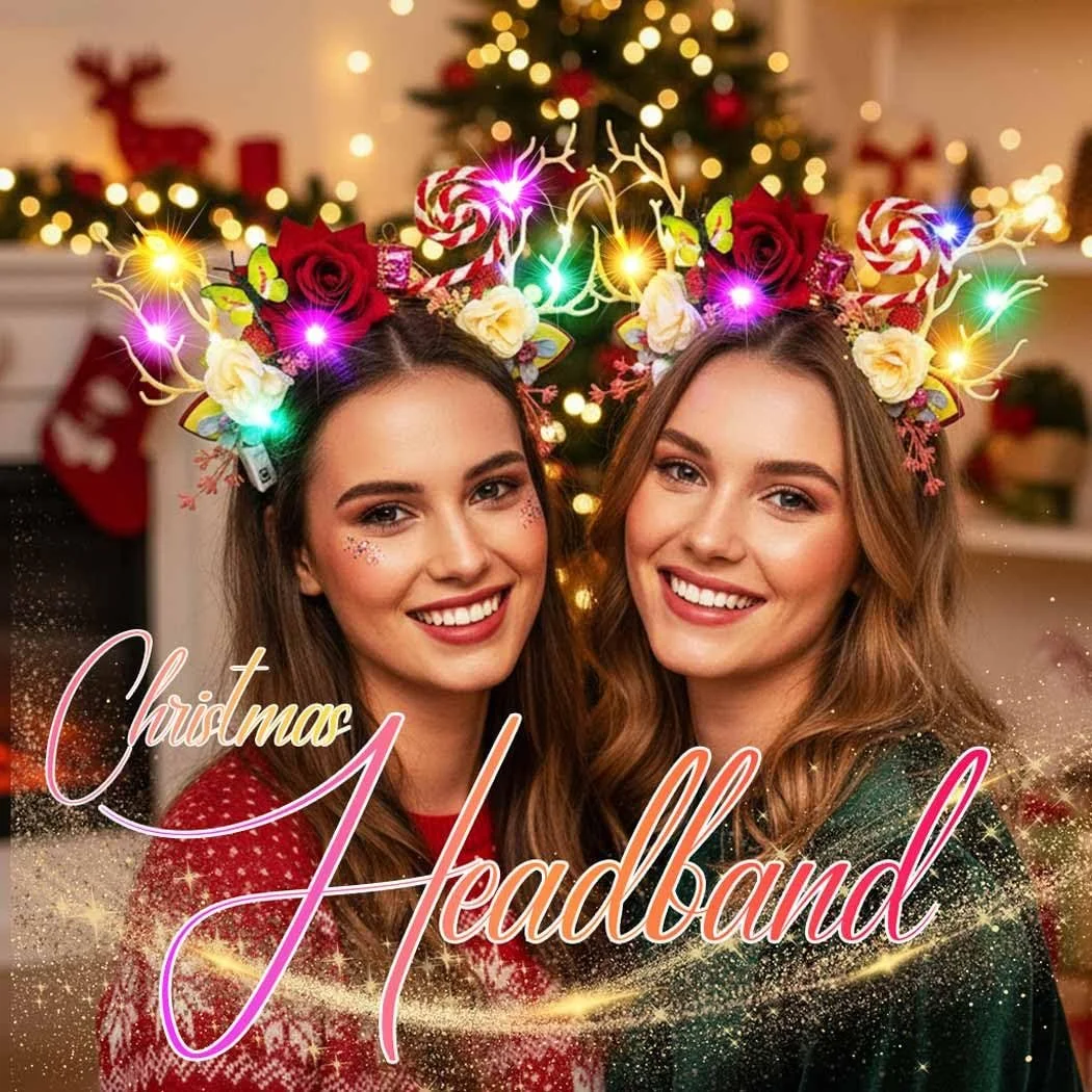 Обруч Рождественский со светодиодами, фото №4