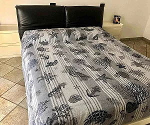 Покривало Бавовна Kapuca Великі Смуги 210 x 240 см Синій - Фото 1