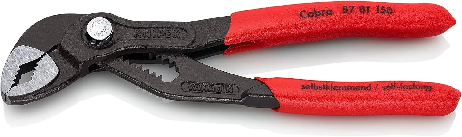 Плоскогубцы Водяные KNIPEX Cobra 87 01 150, 150 мм, серые с пластиковым покрытием, фото №1