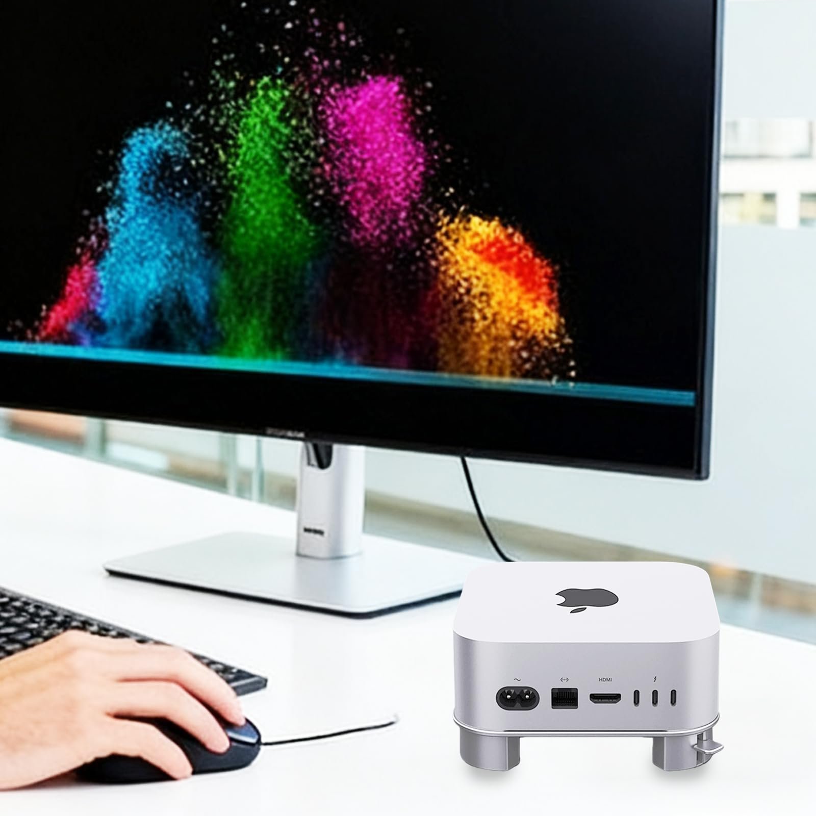 Подставка Алюминиевая для Mac mini M4/M4 Pro с кнопкой питания, вентиляцией, защитой от скольжения и силиконовыми накладками, 13 x 13 x 2 см, фото №6