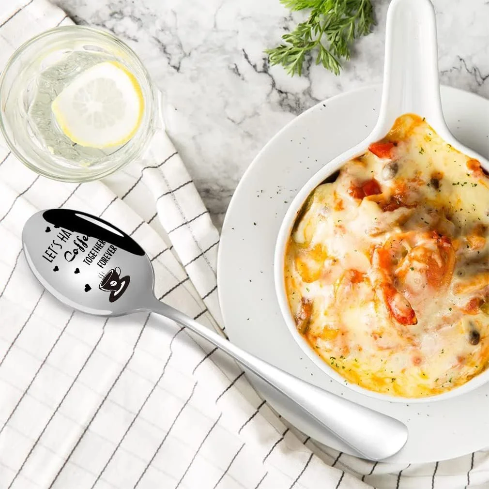 Кофейная ложка с гравировкой Stainless Steel Ложка из нержавеющей стали "Let's Have Coffee Forever", фото №5