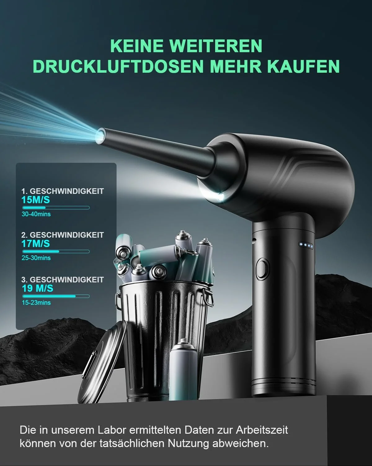 Електрична повітродувка JoyGeek 3 швидкості 120 000 RPM 9000 mAh LED-підсвічування для ПК та авто, фото №4 Електрична повітродувка JoyGeek 3 швидкості 120 000 RPM 9000 mAh LED-підсвічування для ПК та авто, фото №4