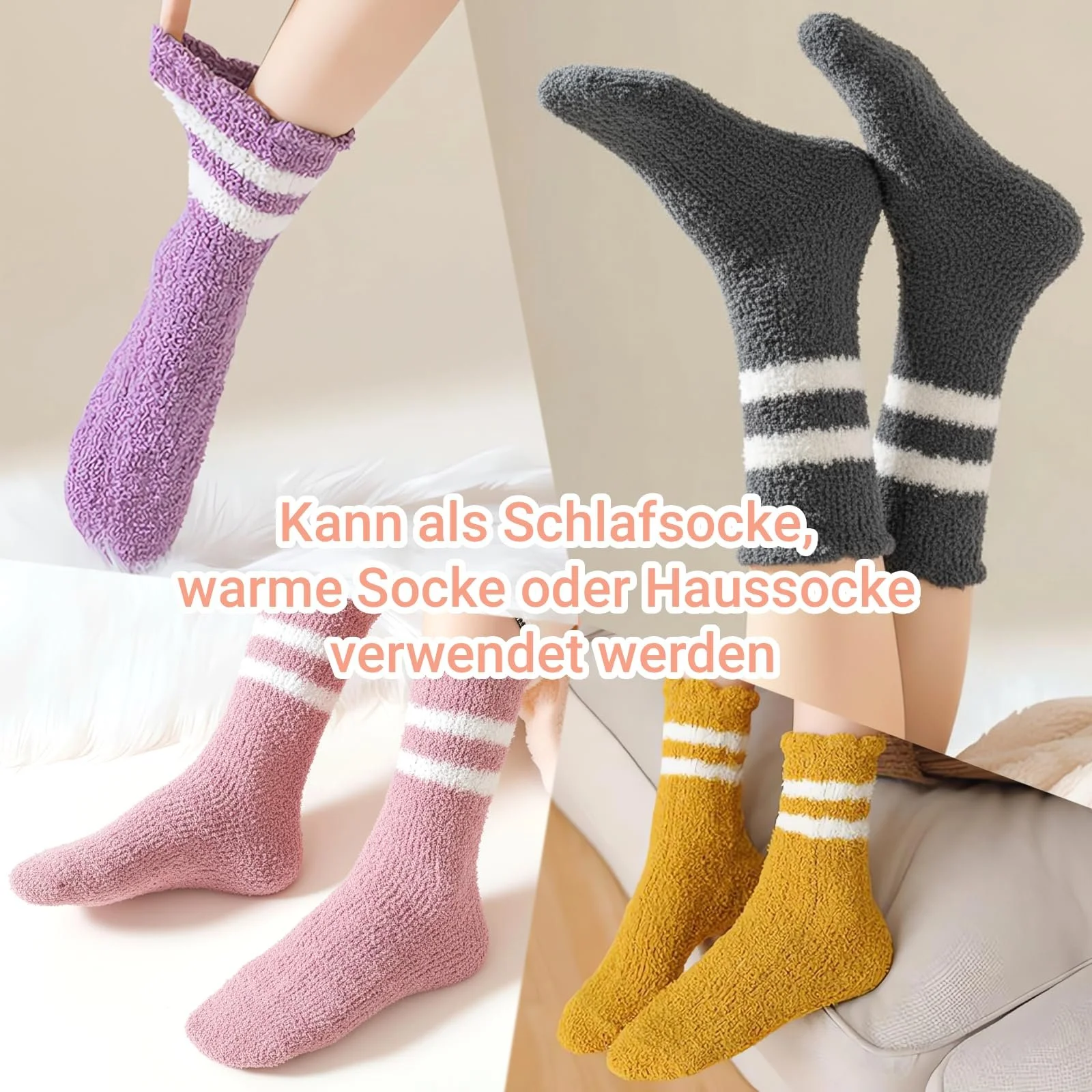 Носки Kaempe, 5 пар, теплые, пушистые, коралловый флис, термоноски, эластичные, зимние, для зимы, Рождество, 35-41, фото №6