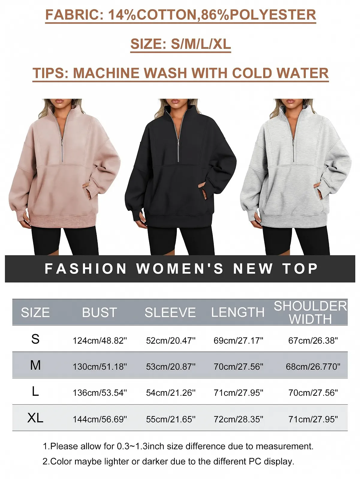 Женская толстовка на молнии Famulily однотонная с длинными рукавами свободного кроя зимняя флисовая с капюшоном и карманом S-XL, фото №6