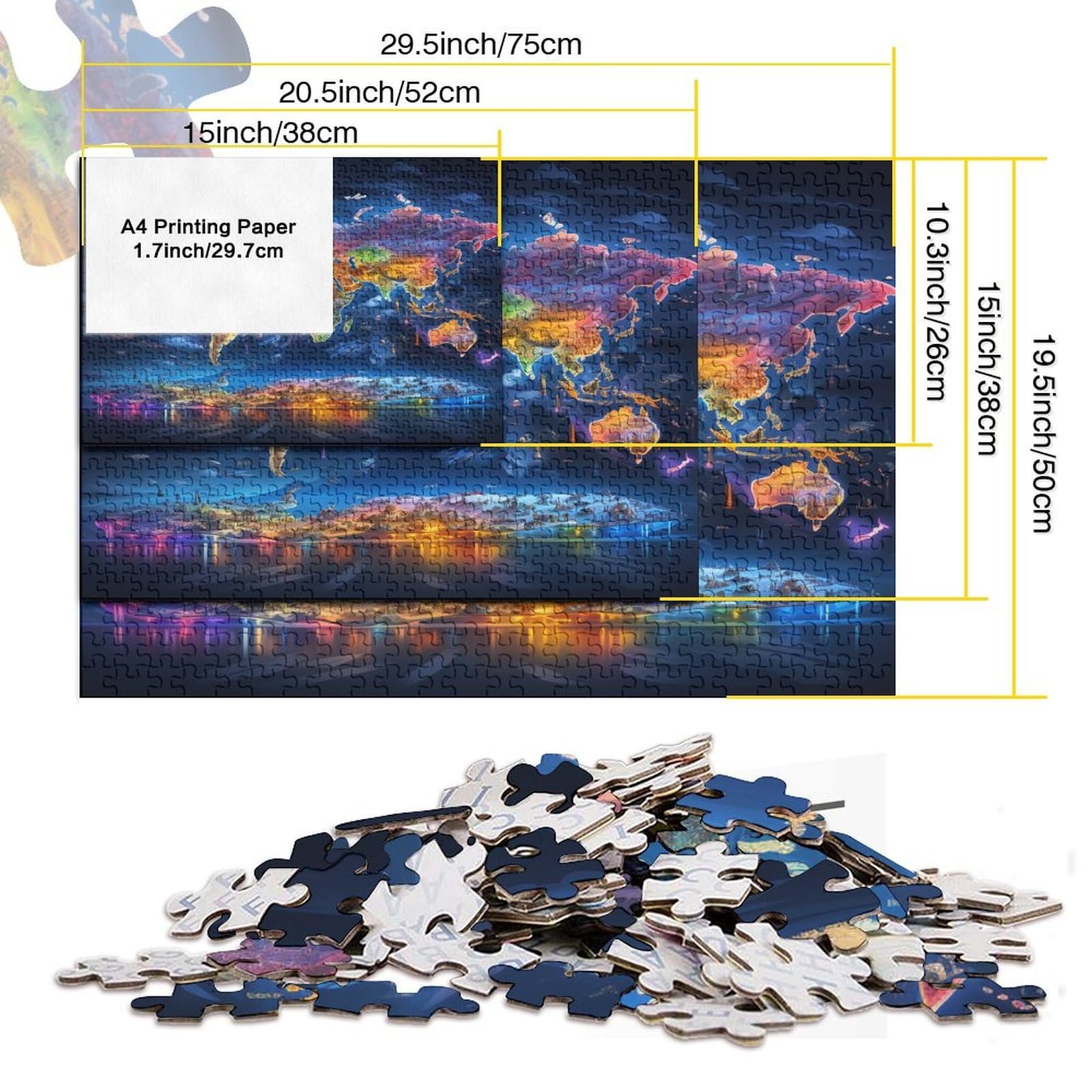 Пазл World Map 1000 деталей с шаблоном (75 x 50 см), фото №5