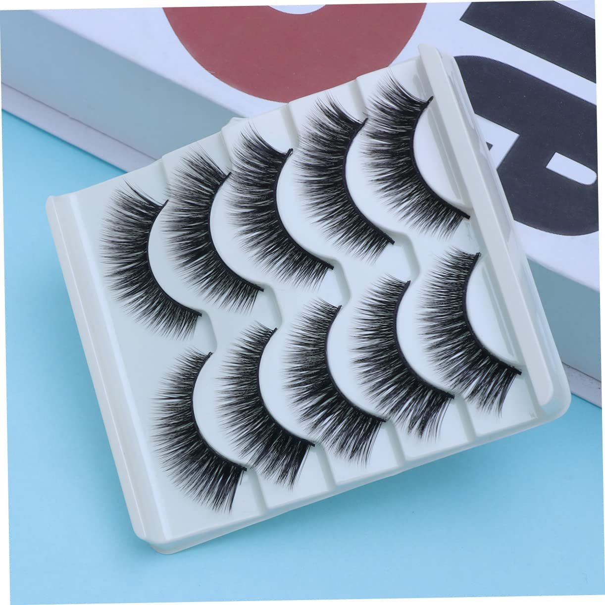 Штучні Angoily 15 пар 5d довгі густі чорні смужкові драматичні котячі пухнасті вії ручне виробництво, фото №2