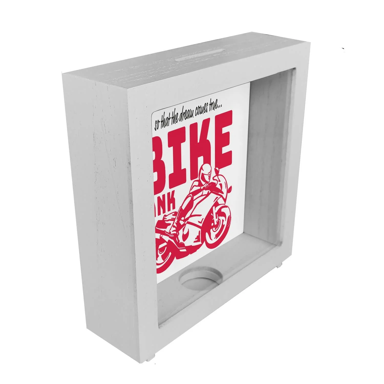 Скарбничка Bike Bank Frame дерев'яна червона мотоцикліст, фото №2