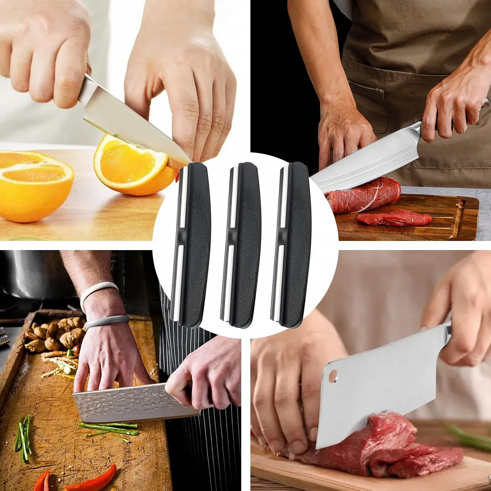 Набор направляющих для угла заточки ножей 15 градусов 3 шт черный, фото №7