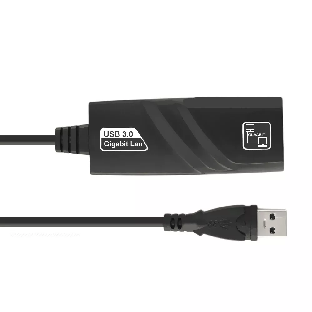 Контроллер USB 3.0 to Ethernet Сетевой адаптер 10/100/1000Mbps с проводом Black Blister Q100, фото №1