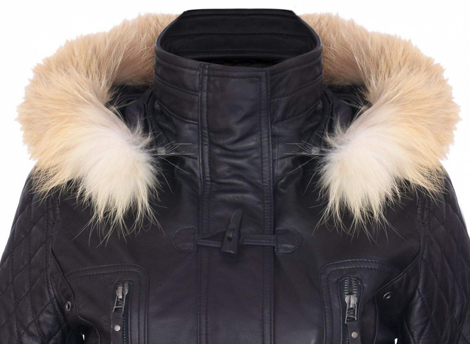 Куртка парка кожаная стеганая Infinity Leather Женская со съемным капюшоном XS, фото №4