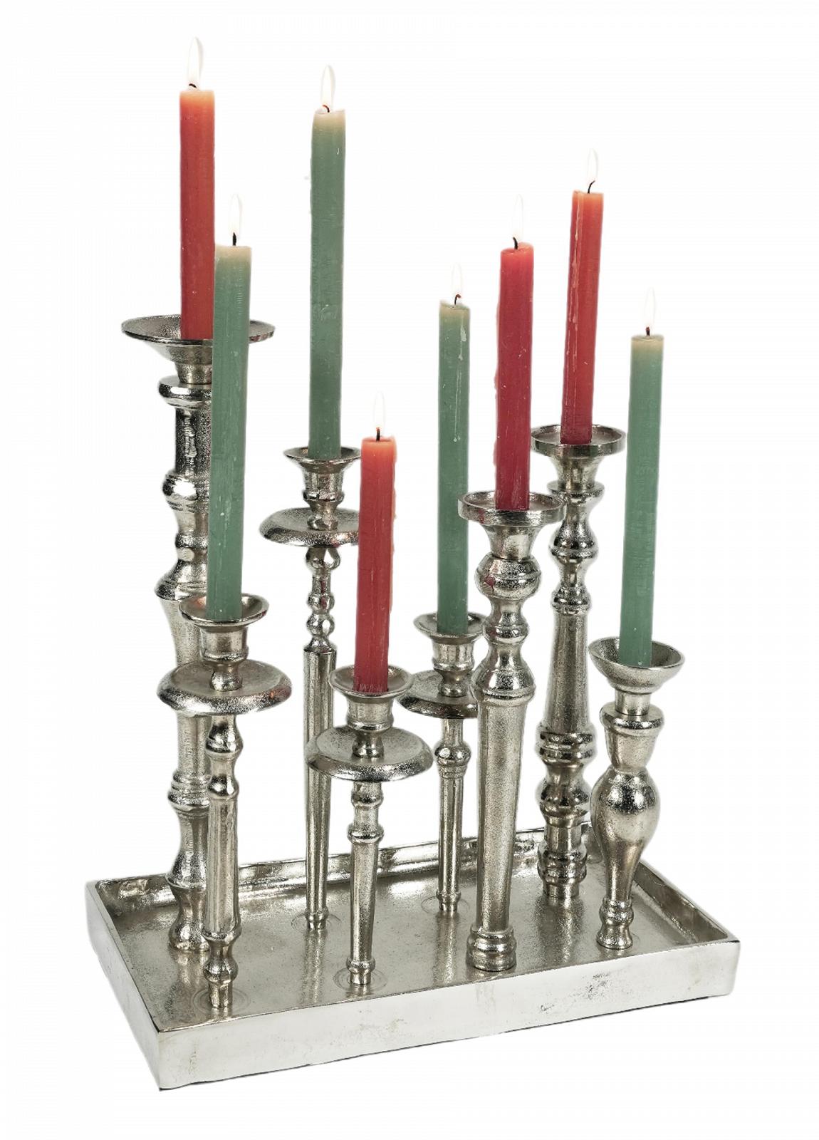 Подсвечник на подносе 8 Arms Aluminium Silver XL 40 x 21 x 44 см, фото №1