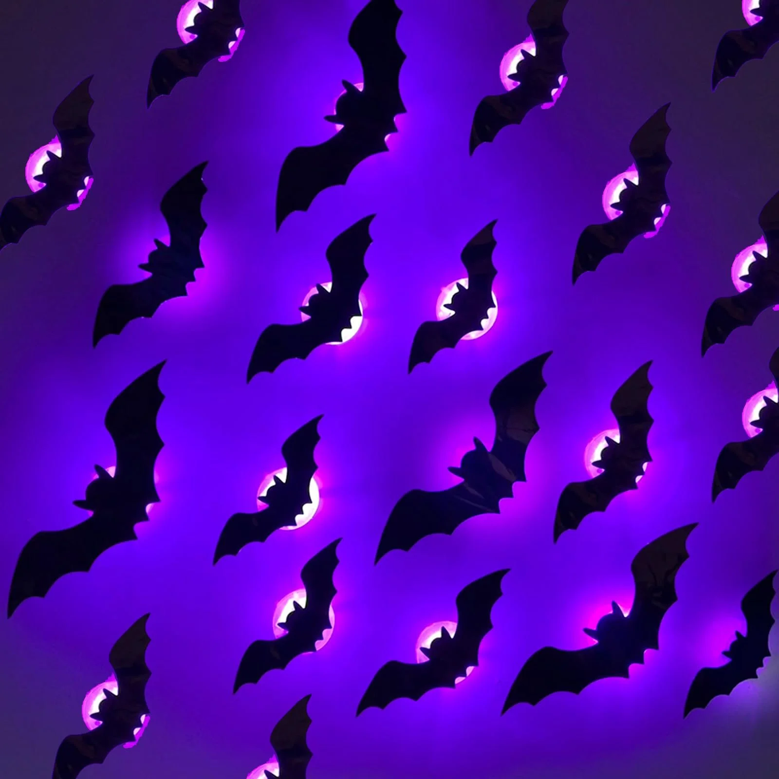 Наклейки на стіну 3D Кажани на Хелловін 36 штук Фіолетовий, фото №1