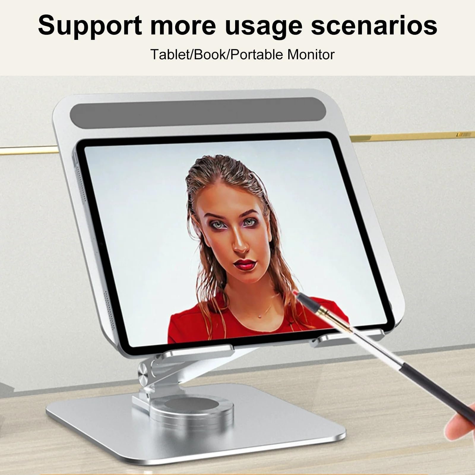 Підставка для ноутбука/планшета з обертанням на 360 Регульована охолоджуюча з алюмінієвого сплаву, фото №7 Підставка для ноутбука/планшета з обертанням на 360 Регульована охолоджуюча з алюмінієвого сплаву, фото №7