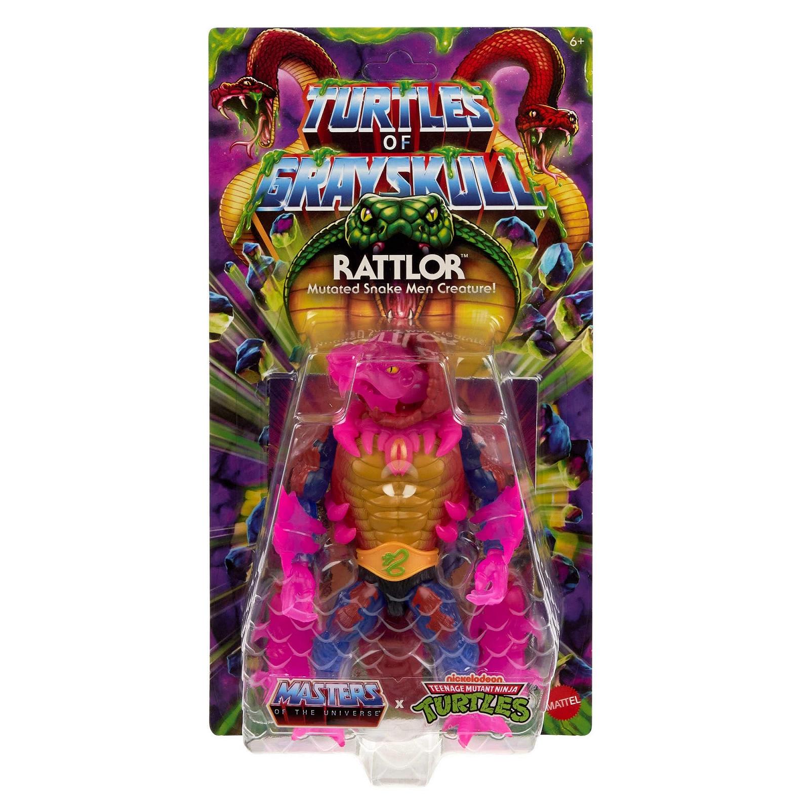 Фігурка Рухома Masters of the Universe Origins Turtles of Grayskull Rattlor Reptile Wars, Teenage Mutant Ninja і MOTU Кросовер Герой, JBN01, Багатобарвний, фото №2