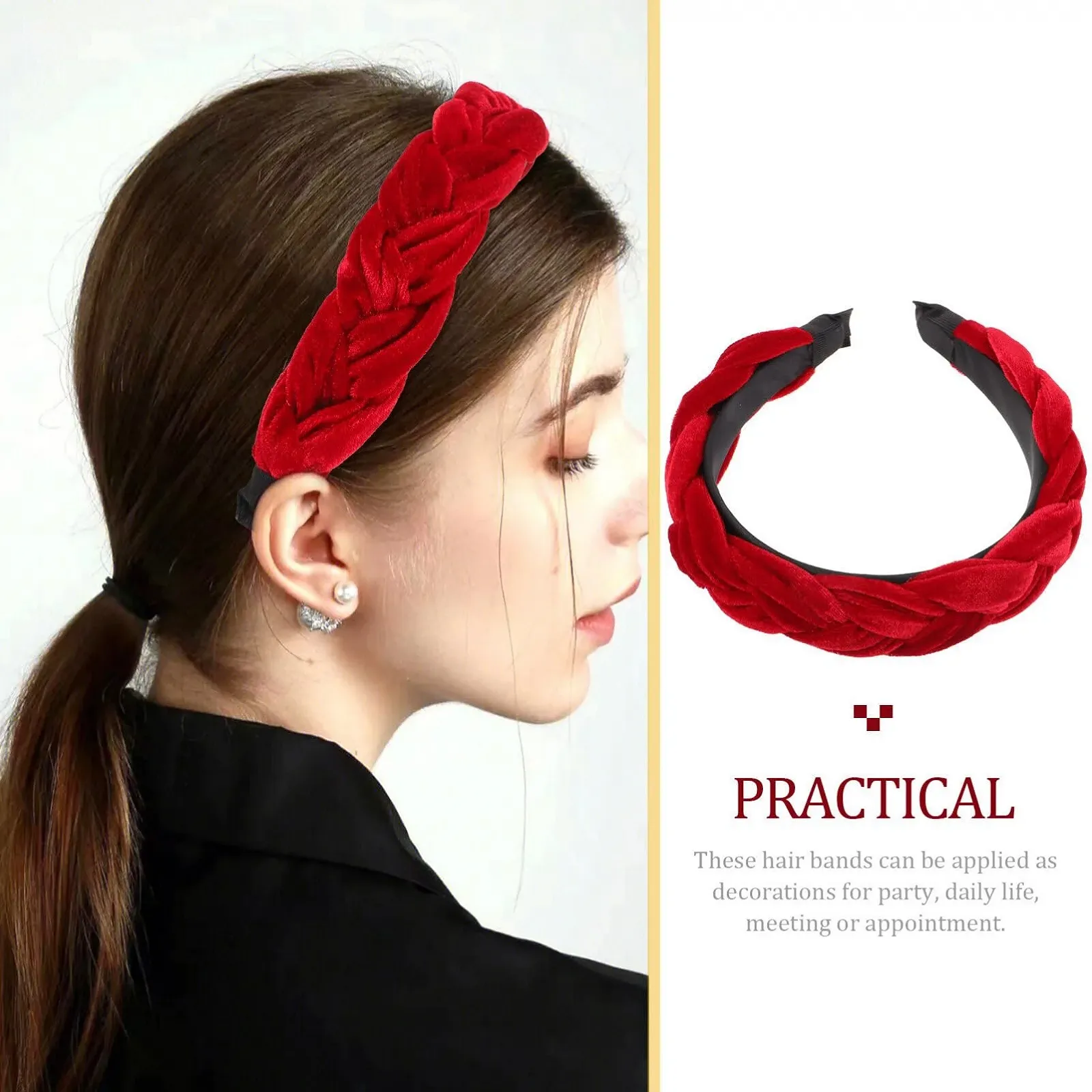 Обруч Luxshiny Бархатный плетеный, фото №3