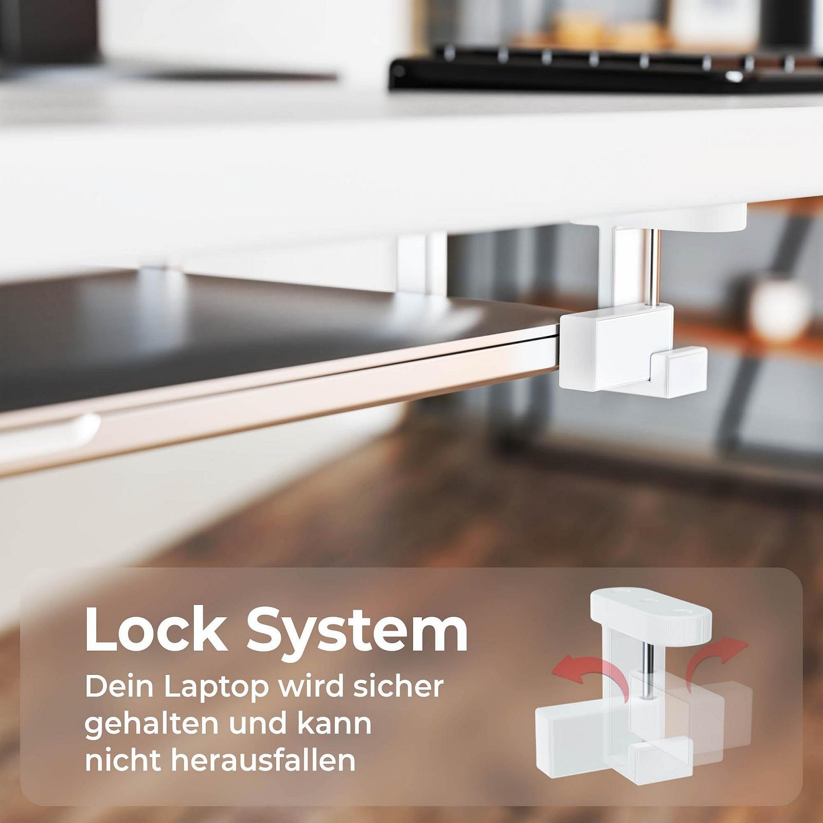 Держатель для ноутбука Mobilefox Под стол Кронштейн Полка с защитой от падения для Notebook MacBook 0-35 мм Белый, фото №2