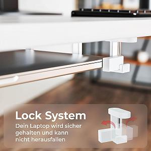 Тримач для ноутбука Mobilefox Під стіл Кронштейн Полиця із захистом від падіння для Notebook MacBook 0-35 мм Білий synthetic.ua - Фото 1