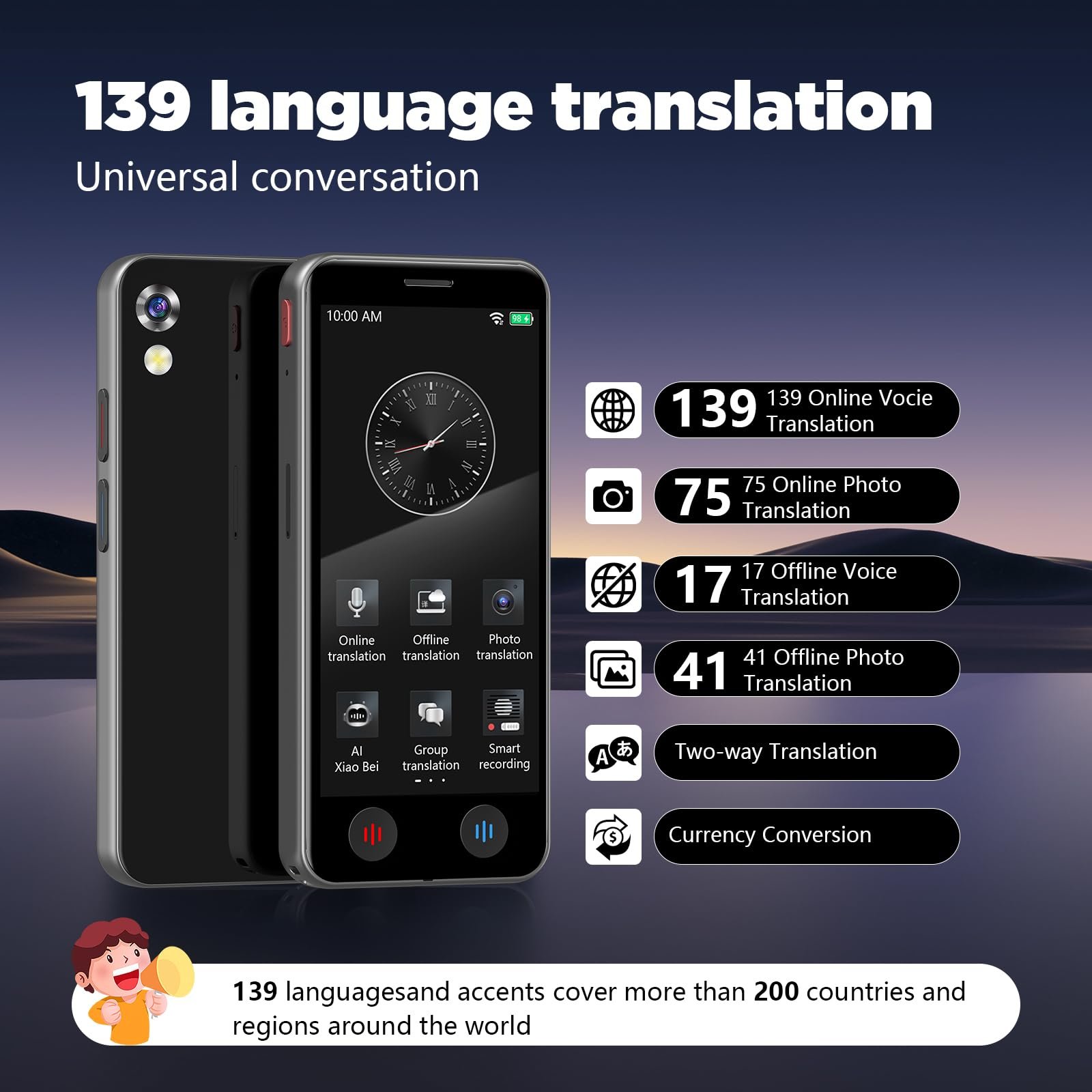 Пристрій для перекладу голосу, Перекладач AI A40, 139 мов, фото №2 Пристрій для перекладу голосу, Перекладач AI A40, 139 мов, фото №2