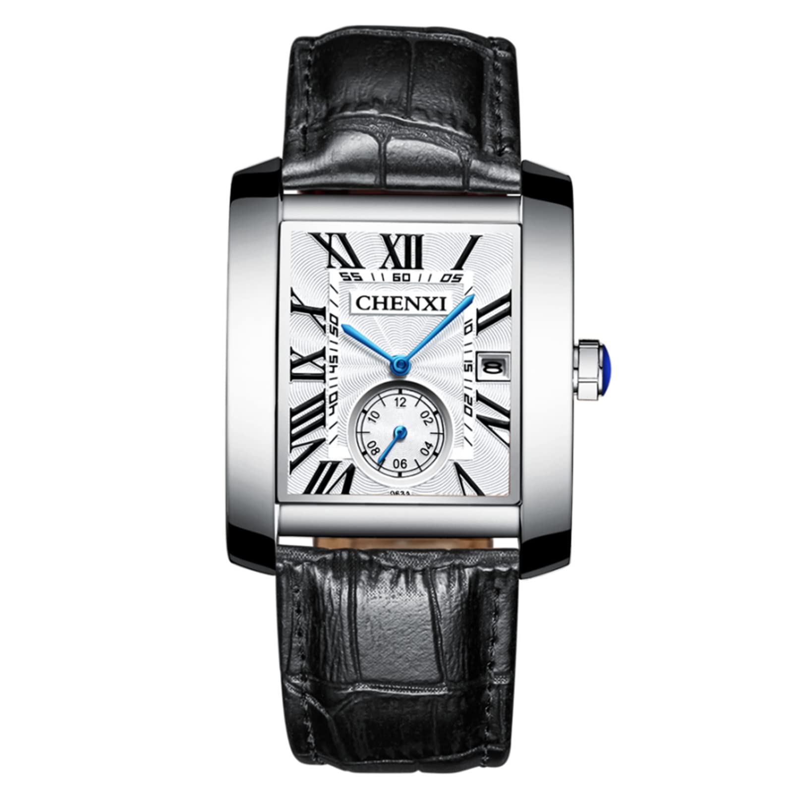 Чоловічий годинник JewelryWe Retro Аналоговий Кварцовий Римські цифри Шкіряний ремінець Чорний, Синій, Коричневий, фото №1