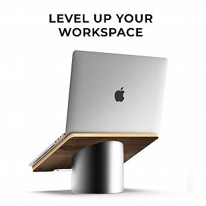 Подставка для ноутбука HumanCentric, алюминий, серый, черный, орех, дерево synthetic.ua - Фото 1