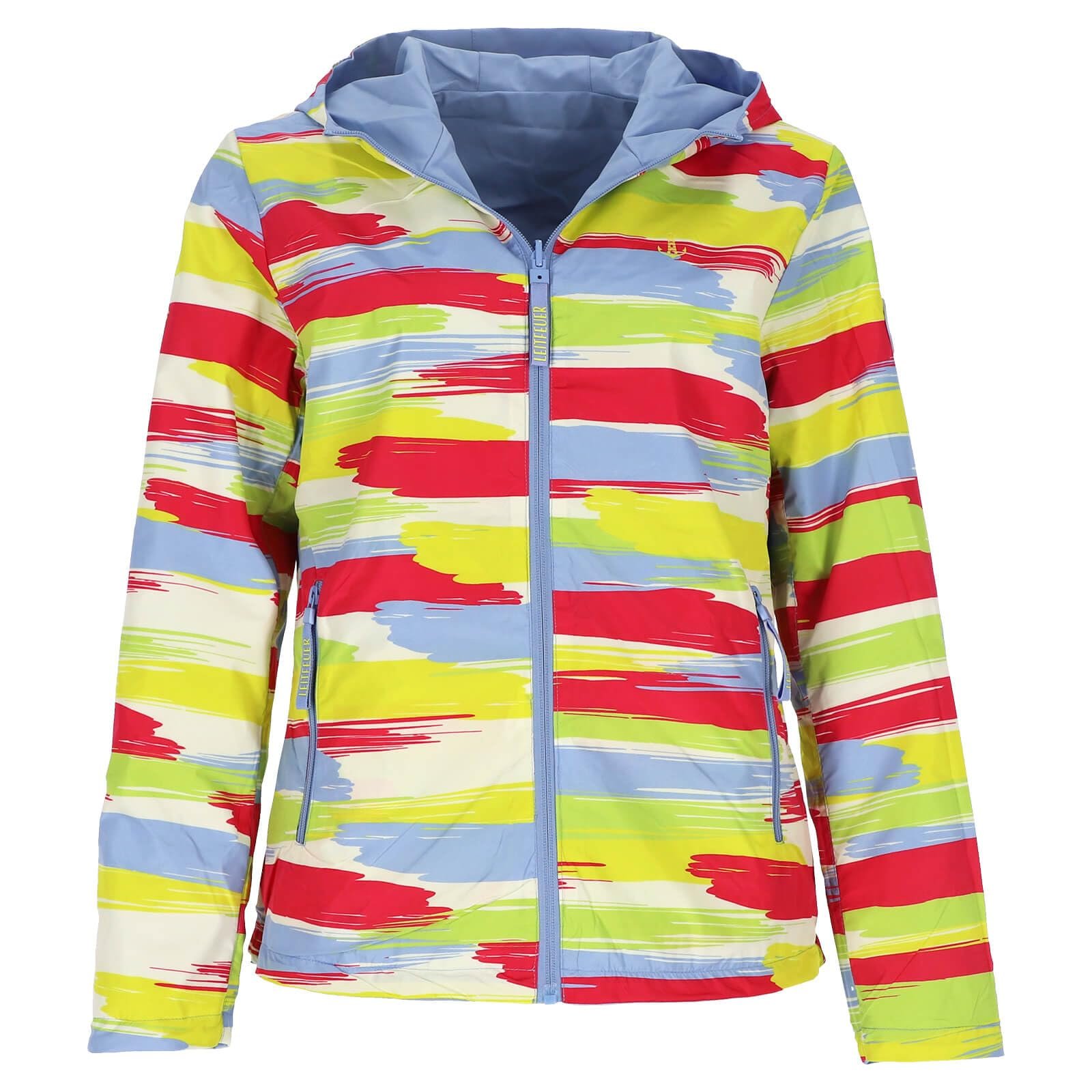 Женская куртка Leitfeuer Двусторонняя с капюшоном - однотонная и модная куртка для активного отдыха в цветную полоску, фото №4