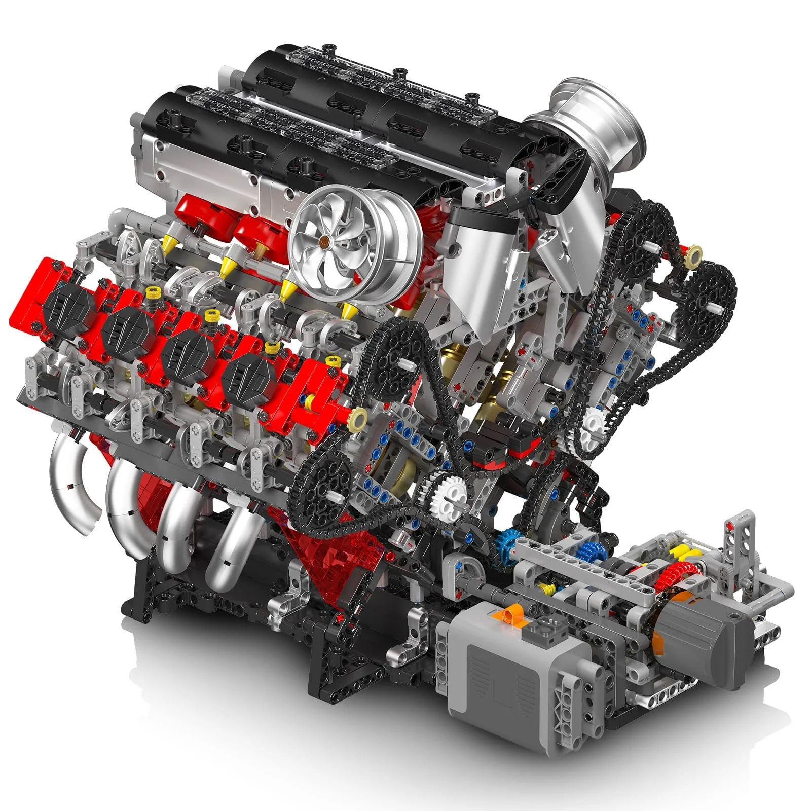 Конструктор Mould King Technic Большой (V8) Восьмицилиндровый рядный бензиновый блок двигателя, 2718 деталей, включает мотор и блок аккумуляторов V8, фото №1
