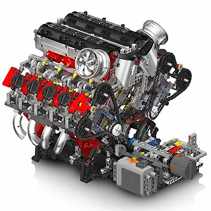 Конструктор Mould King Technic Большой (V8) Восьмицилиндровый рядный бензиновый блок двигателя, 2718 деталей, включает мотор и блок аккумуляторов V8 - Фото 1