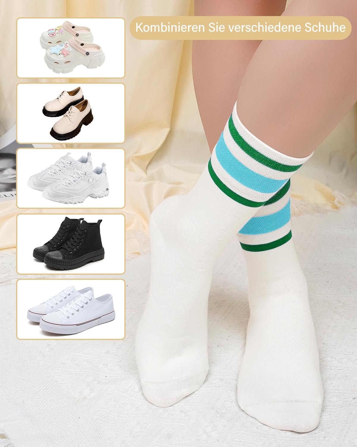 Женские хлопковые носки Crew, Черный, 5 пар, 35-38, фото №6