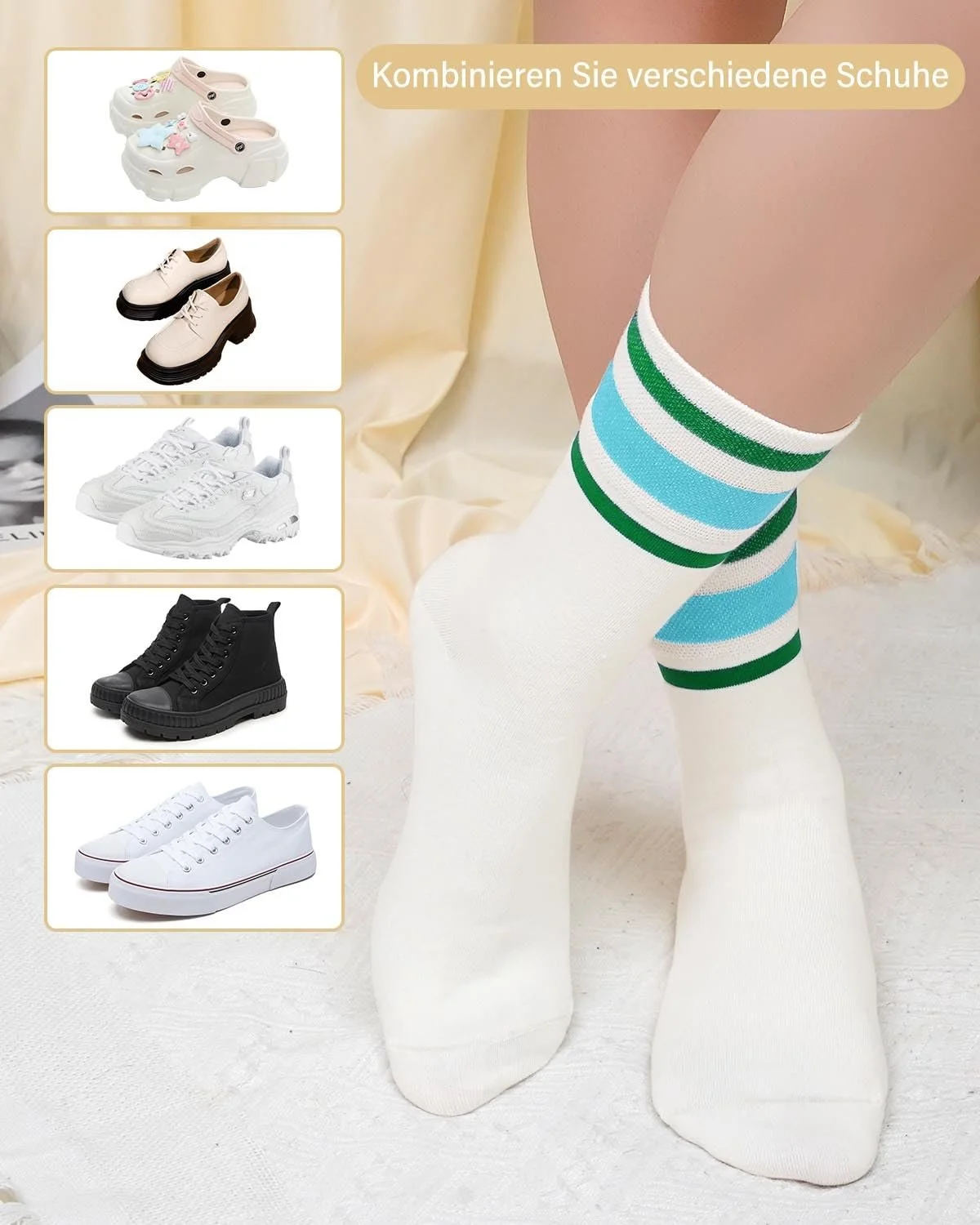 Женские хлопковые носки Crew, Черный, 5 пар, 35-38, фото №6