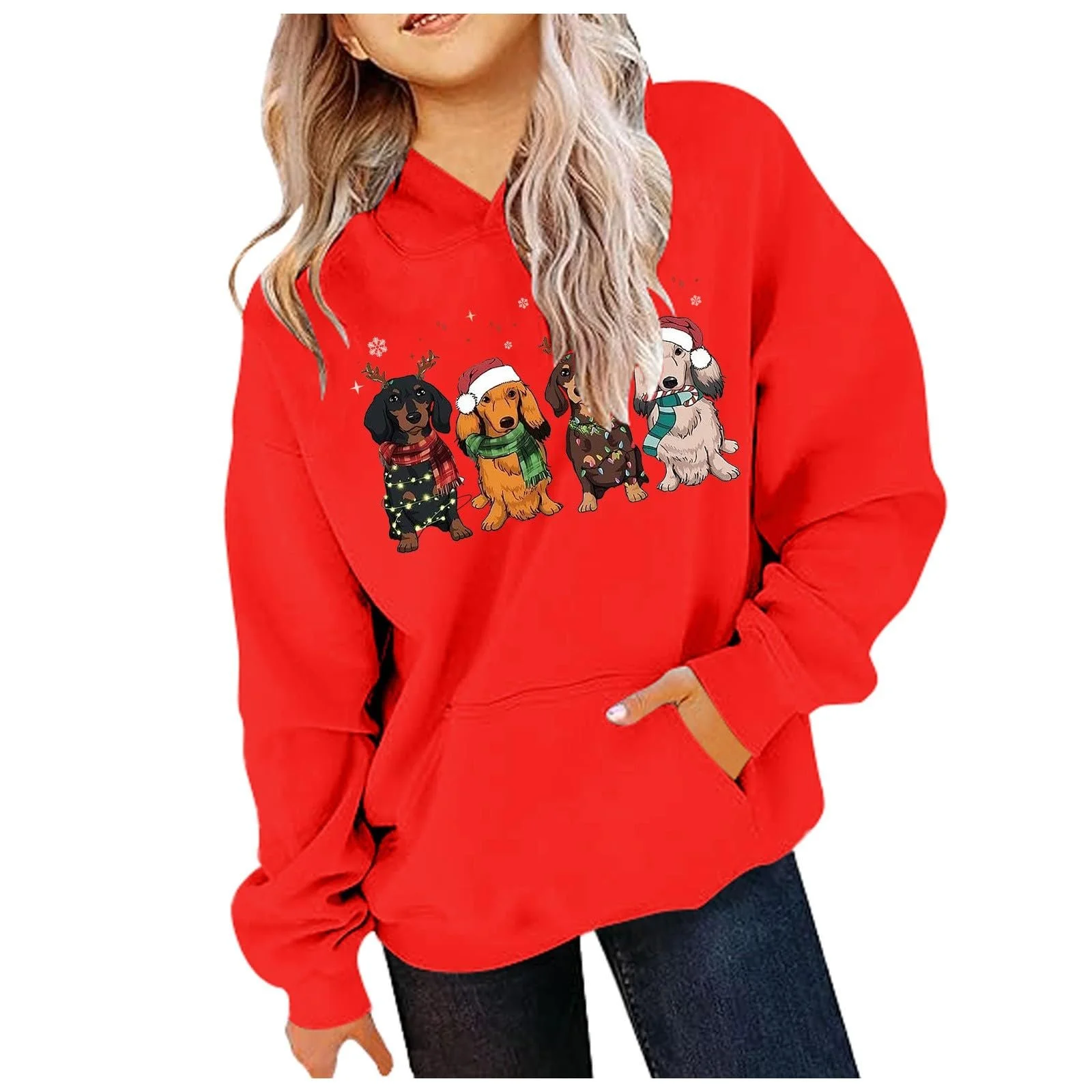 Детская праздничная толстовка с принтом мультяшной собачки, повседневная, модная, с круглым вырезом и длинными рукавами, фото №2