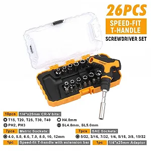Набор отверток Hoteche 26 шт. T-Handle Отвертка и набор насадок synthetic.ua - Фото 1