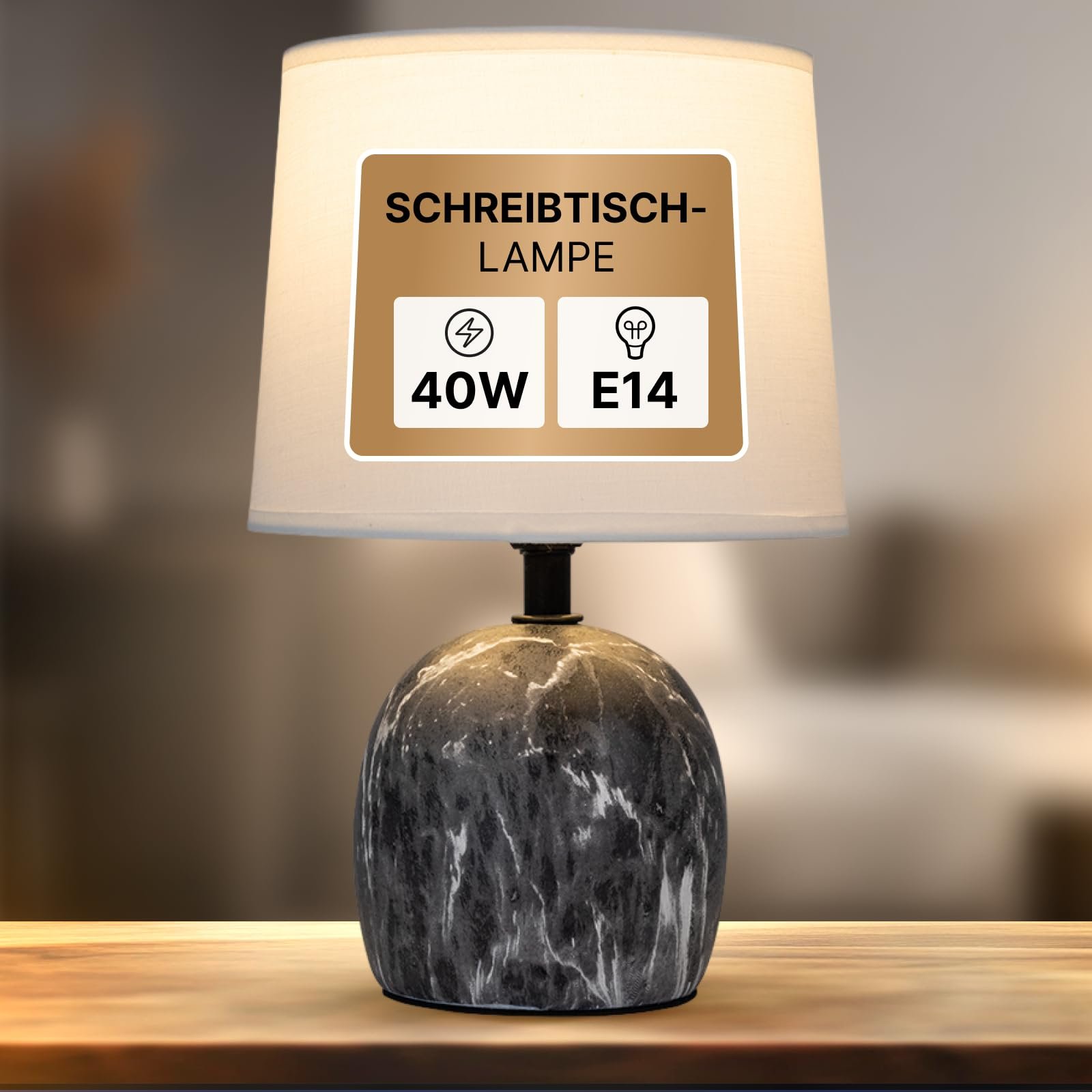 Настільна лампа Arte Lamp TITAWIN A5022LT-1GY текстильний плафон сіра хром, фото №2