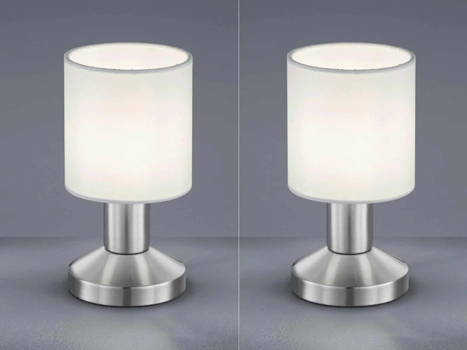 Набір настільних ламп Set of 2 Touch Function Fabric Shade White 18 см, фото №2