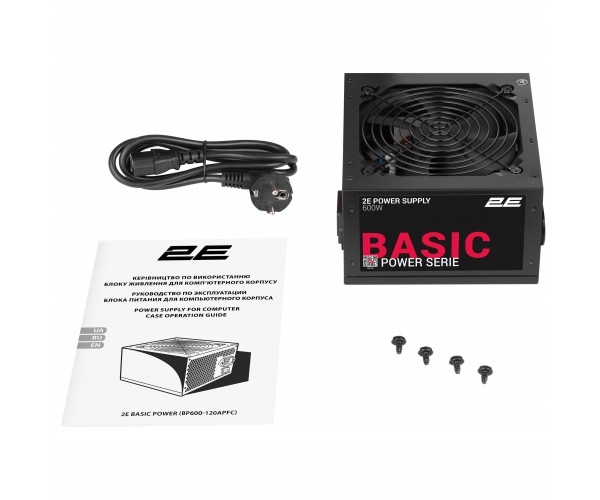 2E Блок живлення Basic Power 600W 80 120мм 1xMB 24pin(20+4), 1xCPU 8pin(4+4), 3xMolex 4xSATA 2xPCIe 8pin(6+2), фото №8
