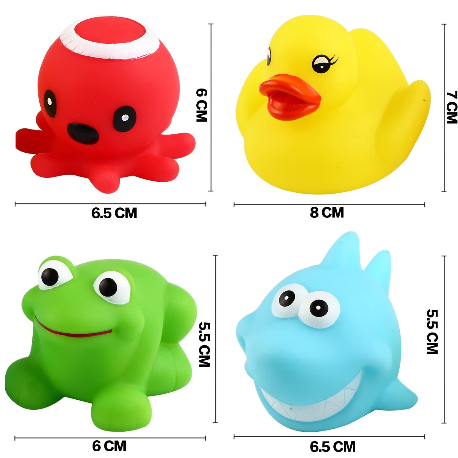 Іграшка для ванни Плаваюча 4 шт. (качка, восьминіг, жаба, акула), фото №4