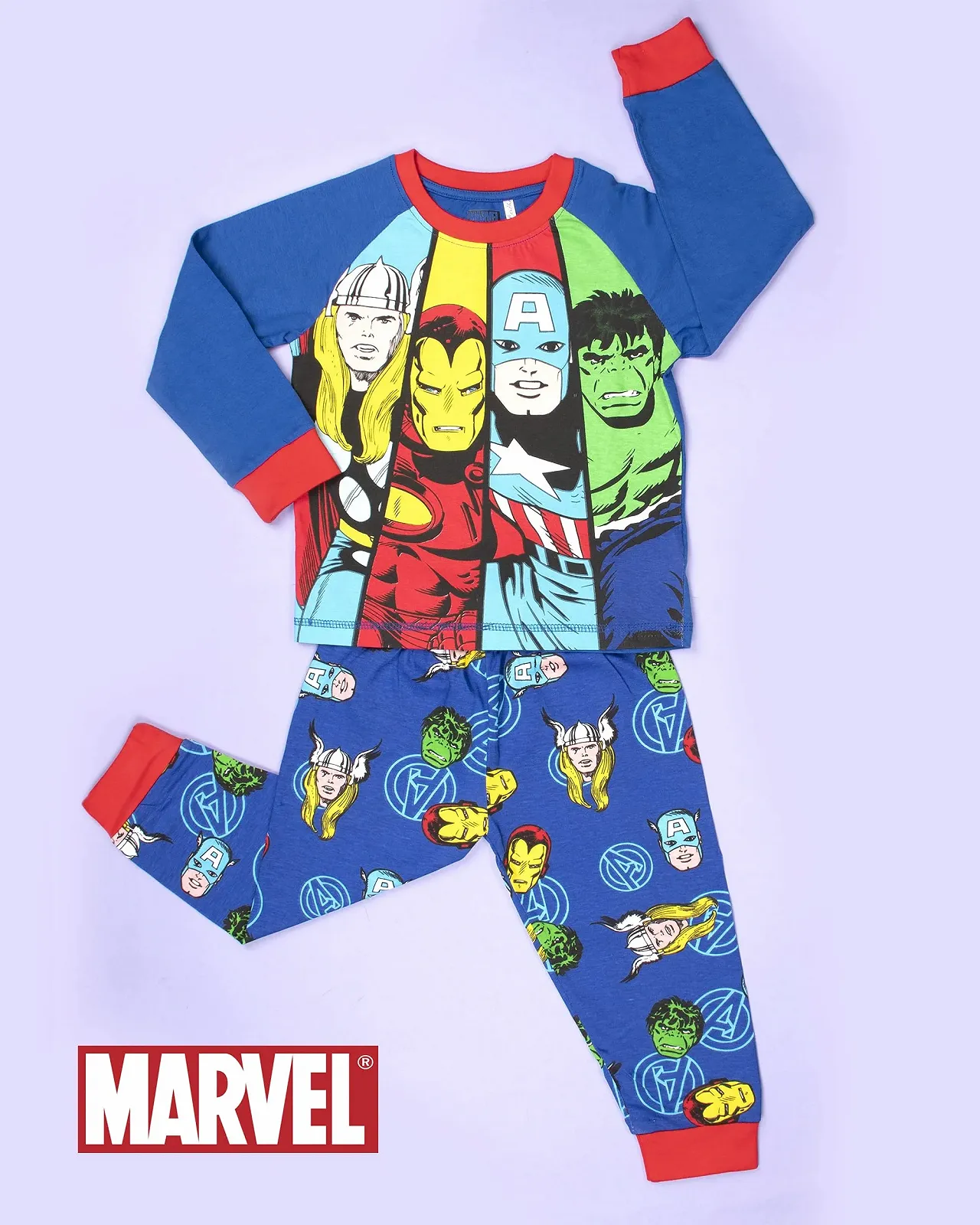 Піжама Marvel Avengers для дітей з довгими рукавами, комплект 100% бавовна, фото №2