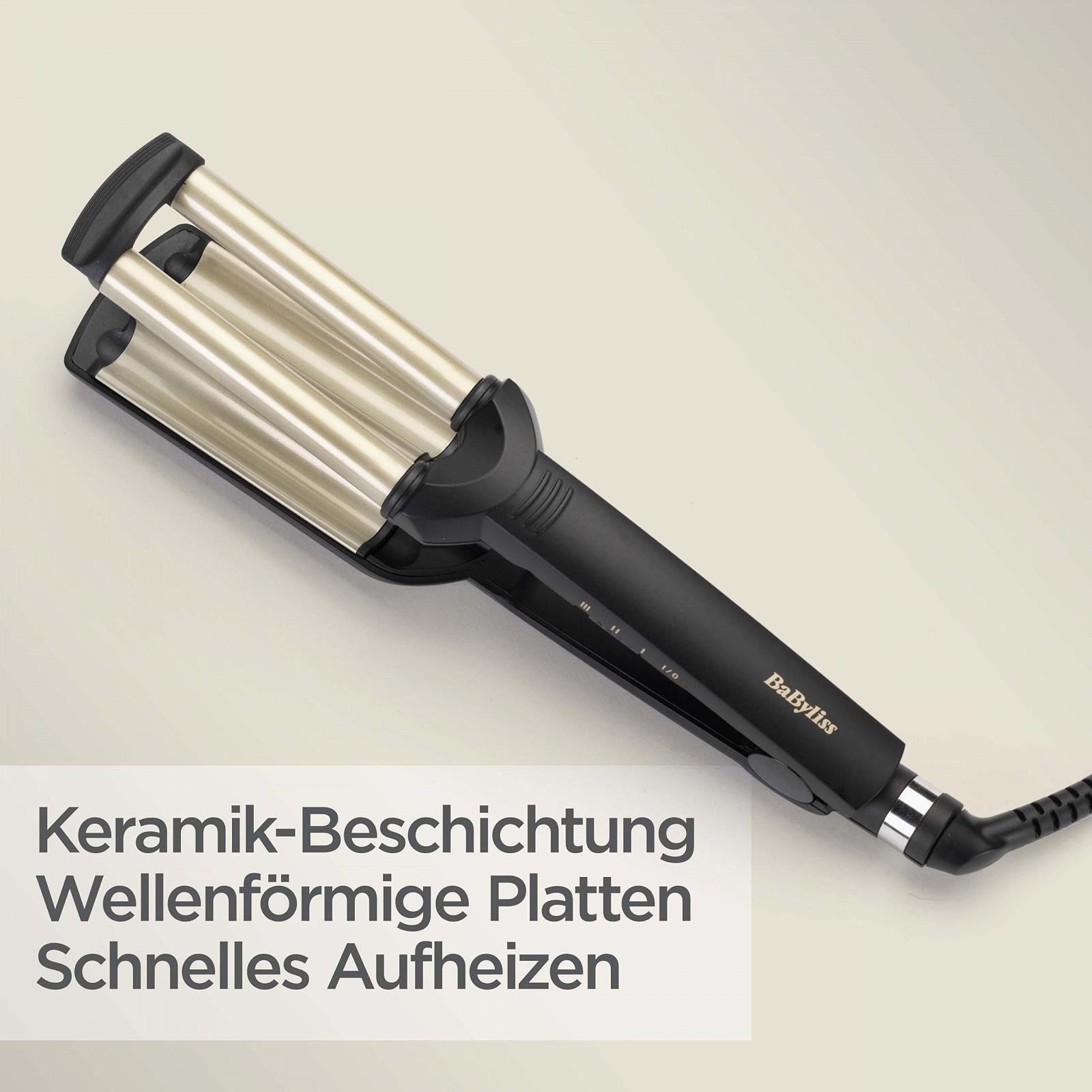 Плойка-волна BaByliss Easy Waves C260E керамико-титановое покрытие 3 режима температуры золотой и черный, фото №4 Плойка-волна BaByliss Easy Waves C260E керамико-титановое покрытие 3 режима температуры золотой и черный, фото №4