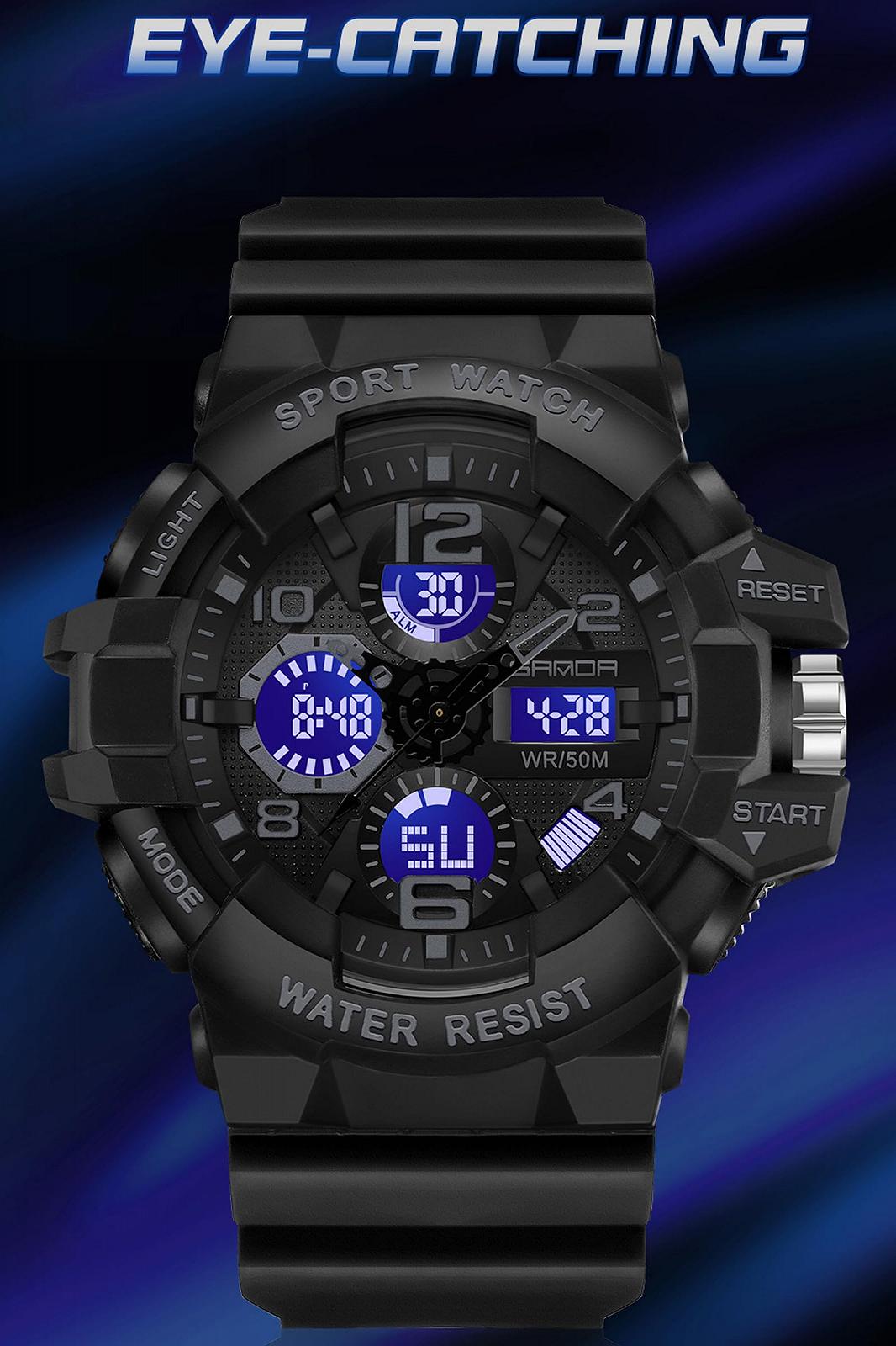 Чоловічий Цифровий Годинник findtime Аналоговий Цифровий Будильник Хронограф Великий Водонепроникний Спорт Силіконовий Ремінець, фото №6