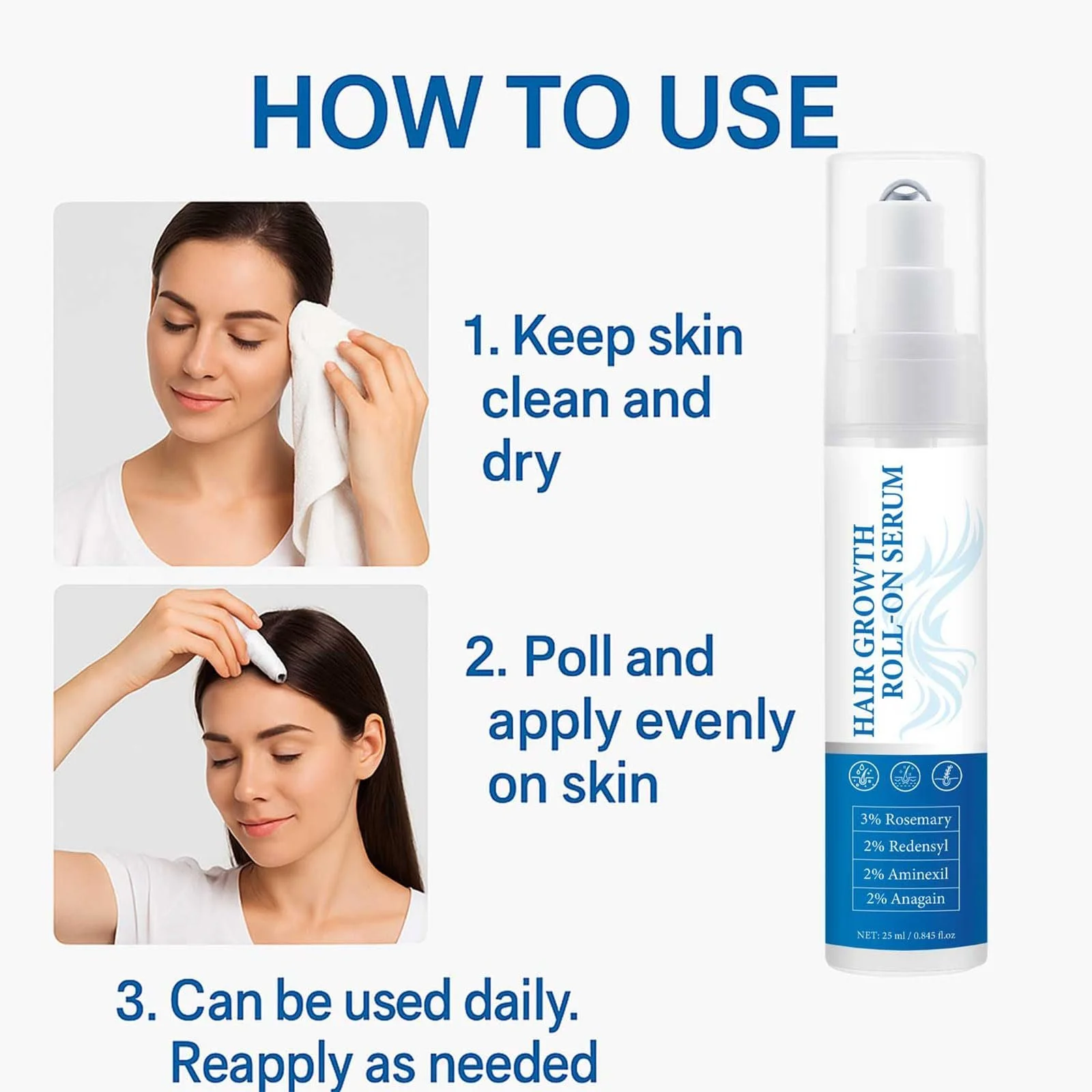 Сироватка для волосся Haarwachstumsserum Roll On, Роликова сироватка для волосся, 2 шт, фото №3